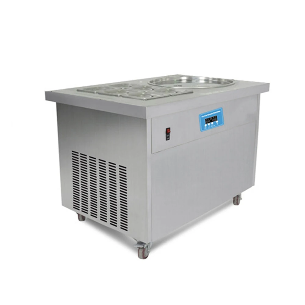 Double Flat Pans Thailand Roll Fried Ice Cream Machine / Ice Cream Cold Plate / Fry Ice Cream Machine In guangzhou