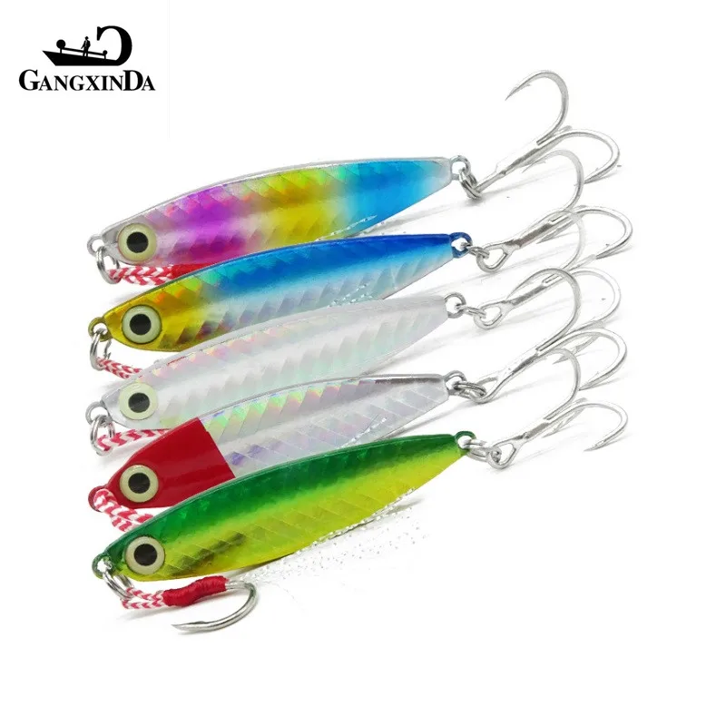 

7g 10g 15g 20g High Quality slow jigging lure hard metal jigs lure lead fishi baits fishing jig lures, 5colors/custom