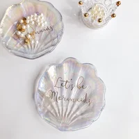 

Seashell Nail Jewelry Glass Plates Rainbow Color Photography Small Ornament Glass Dish Trinket Tray