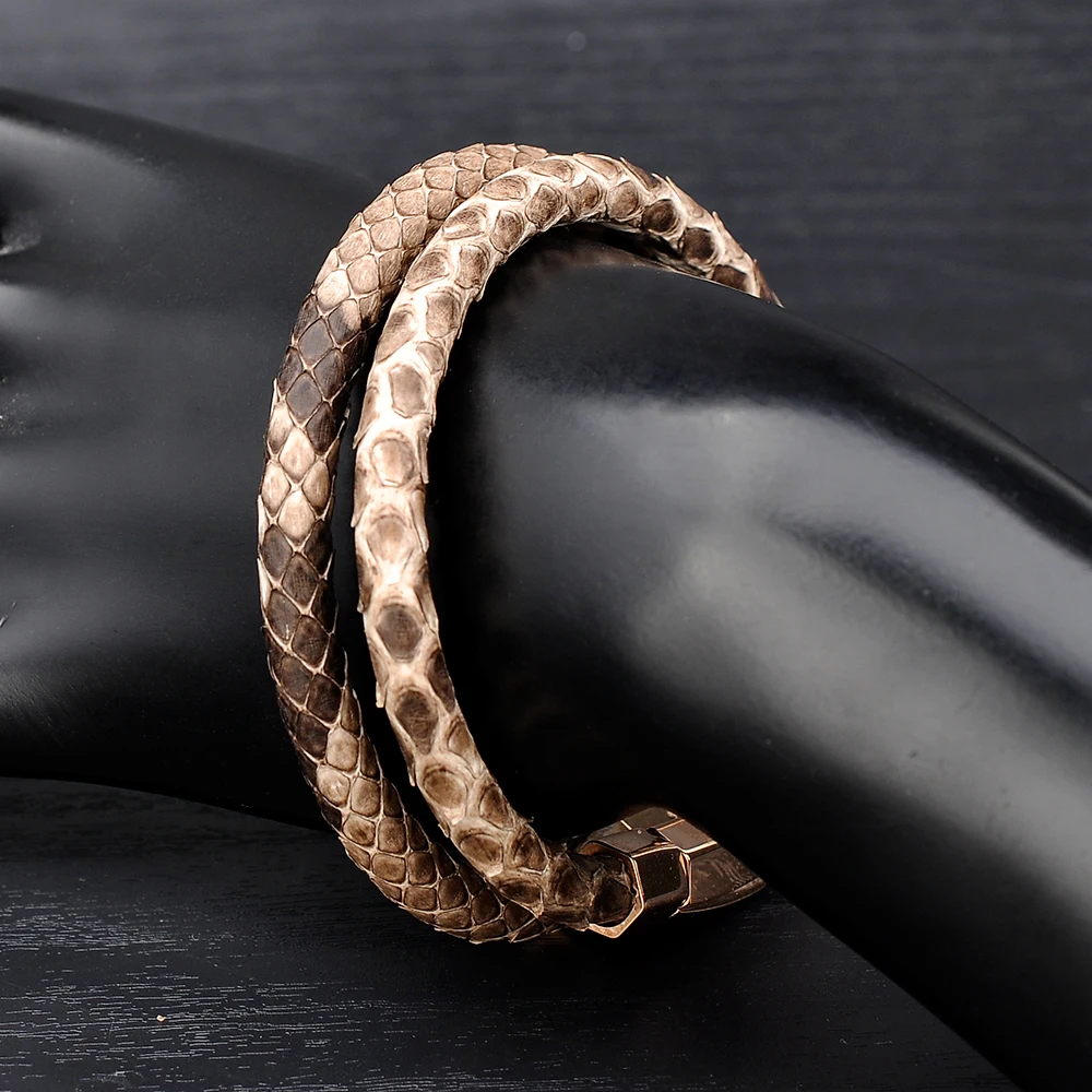 Custom Jewelry Wholesale Stainless Steel Clasps Python Leather Snake