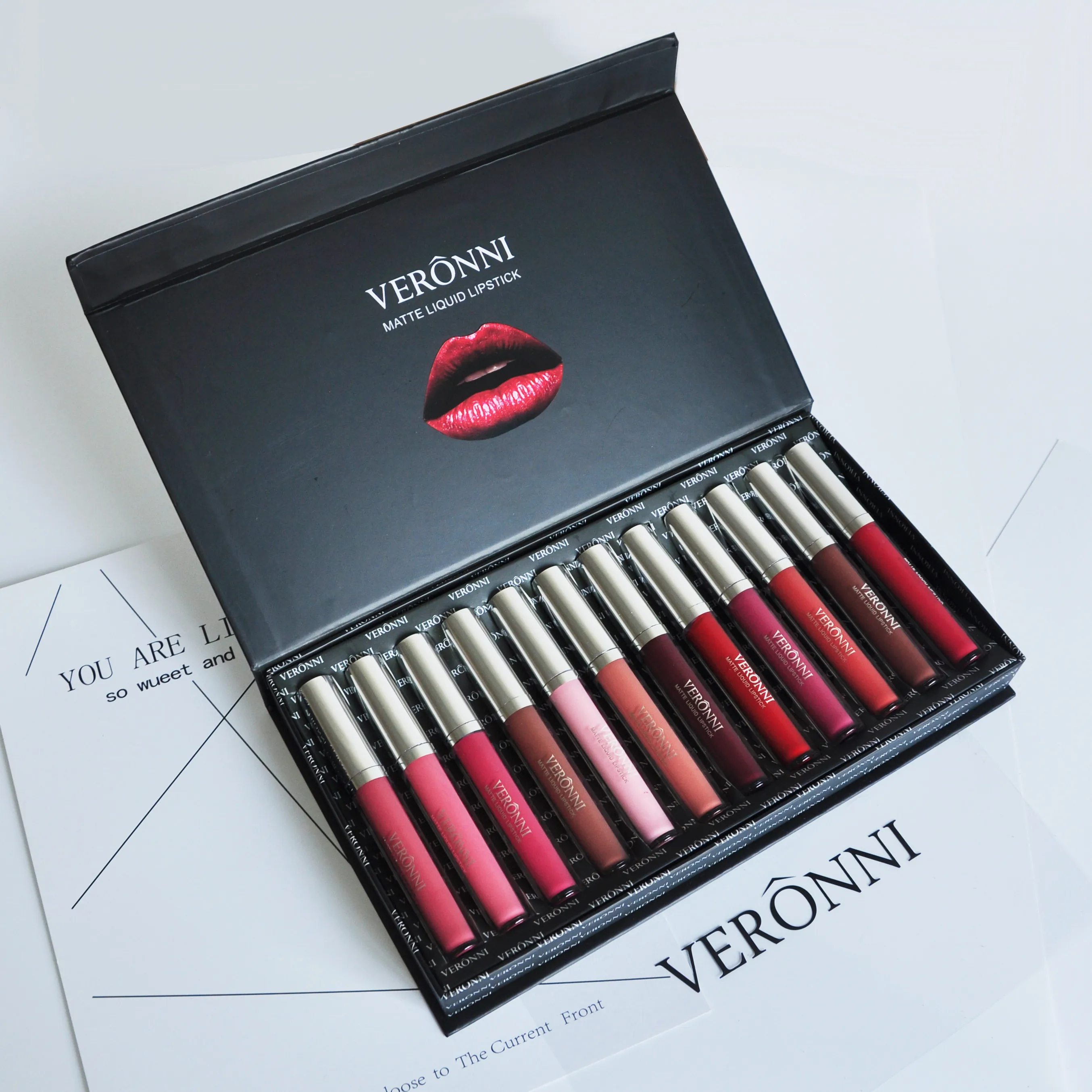 

Genuine VERONNI 12 Color Lip Gloss Set Matte Liquid Lipstick 12pcs/set Lipstick Manufacturers Lip Tint Labiales Matte Lip Kit