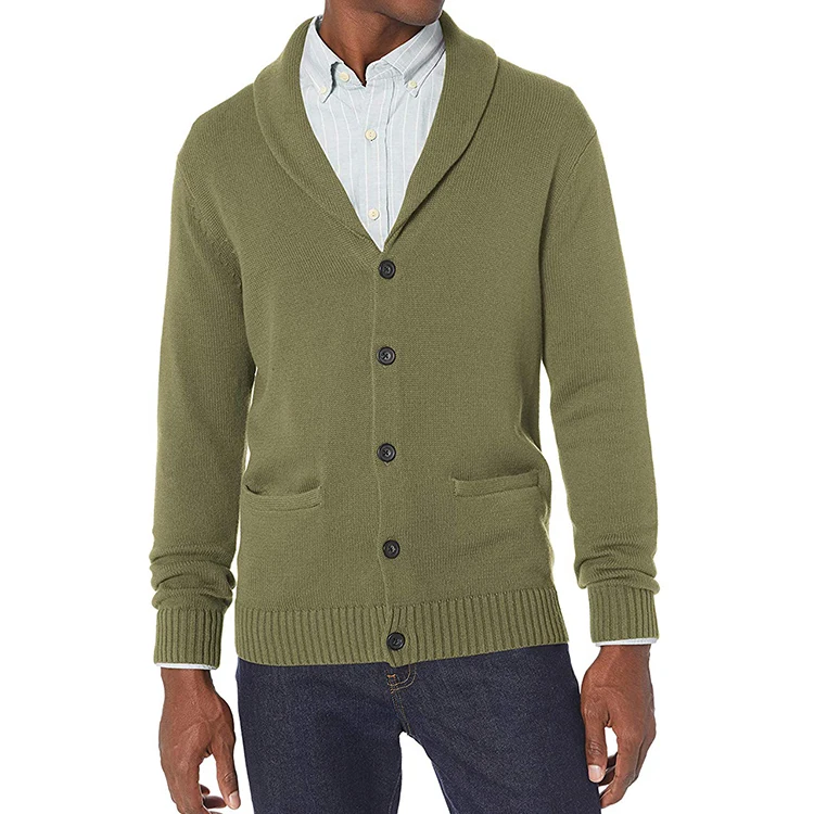 

Sweater Manufacture Relaxed Fit Slim Knitted Jacket Men's Soft Cotton Shawl Collar Cardigan Men Sweater will front Button Pocket, Customized color