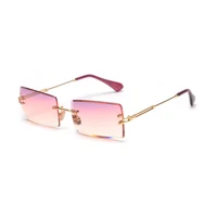 

New arrival women rimless cut edge sunglasses / small square glasses