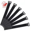 Reusable Black hook and loop reusable fastening wrap strap cable ties with plastic buckle end