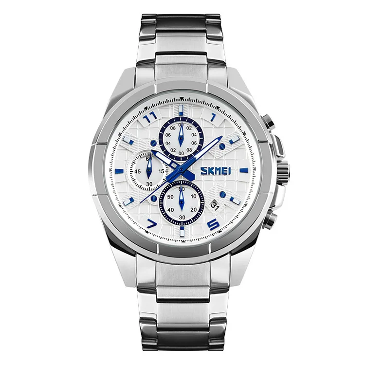 

Hot Selling Chronograph Watch Skmei 9109 Classical Men Stainless Steel Quartz Watch