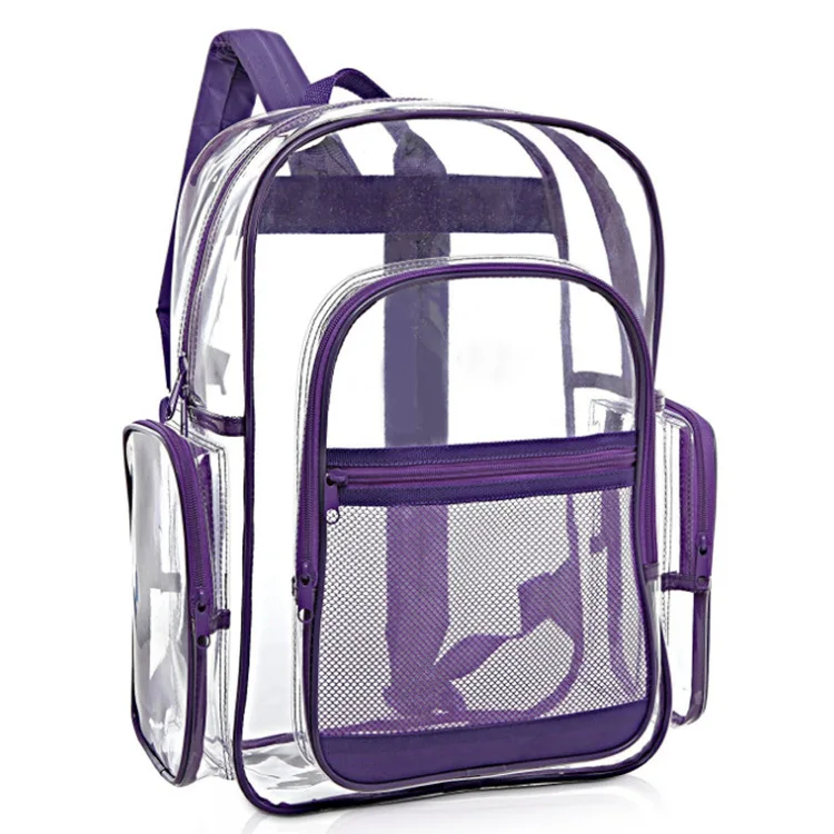 Heavy Duty Clear Transparent Pvc Multipockets School Backpack/ Outdoor
