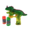 Wholesale electric gun led flashing lights dinosaur soap bubble gun for kids