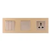 FIKO Champagne gold and aluminum brushed hotel conjoined control panel switch with universal 13A three-hole socket