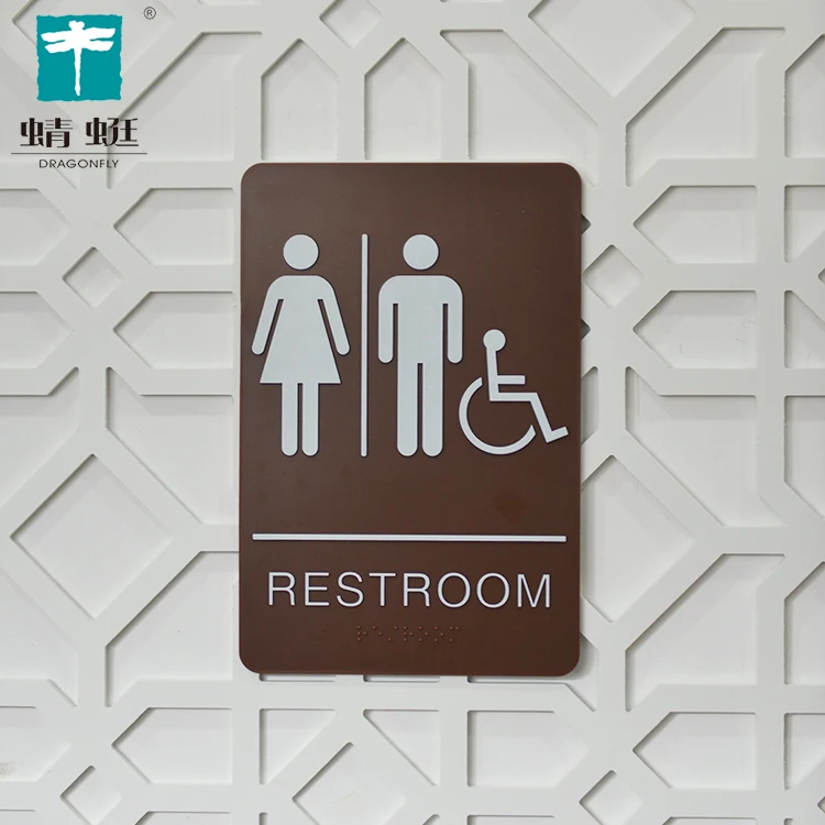 
High quality unisex restroom plastic TACTILE ADA braille signs 