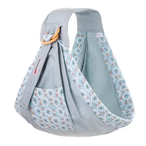 Image of wholesale Aqua green lacer pattern close skin cotton baby ergonomic wrap carrier sling