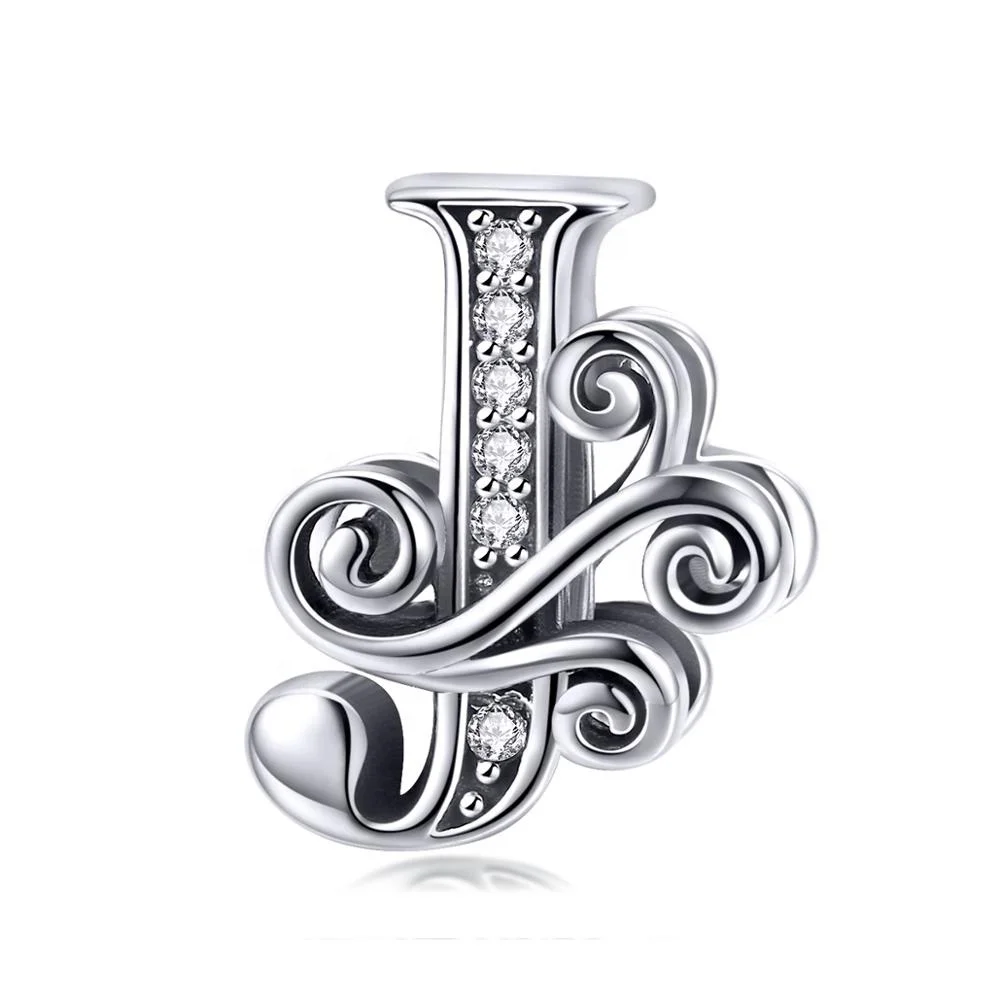 

Qings 925 Sterling Silver Letter J Charm Initial A-Z Crystal Beads Alphabet Pendant Jewelry for Bracelets Necklaces ( Letter J )