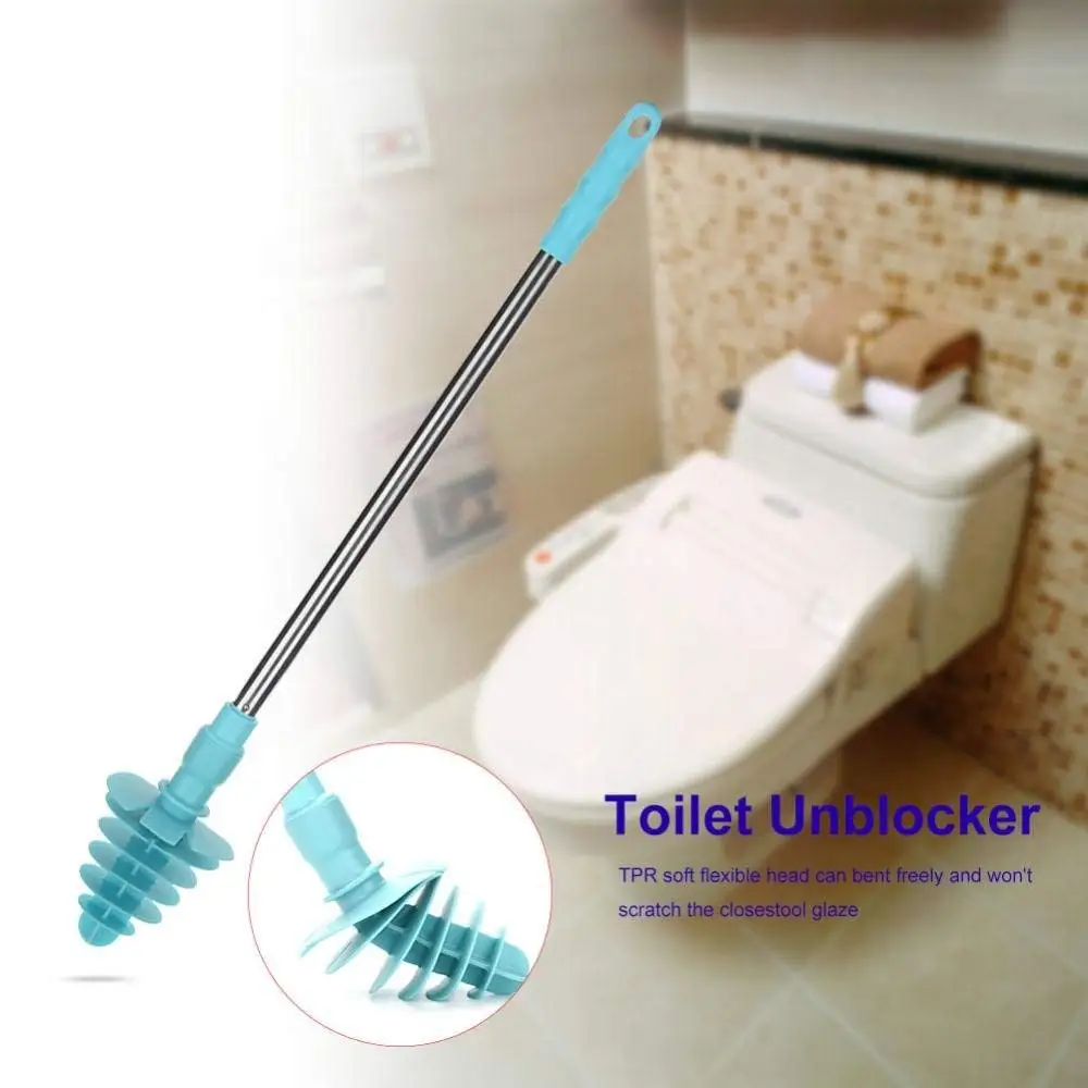 GOTOTOP Toilet Plunger,Piston Type Toilet Clog Remover,Flexible Rubber Head Stainless Steel Handle with Wall Hook Toilet Dredge Pipe for Clogged Siphon Toilet Bathroom Accessories