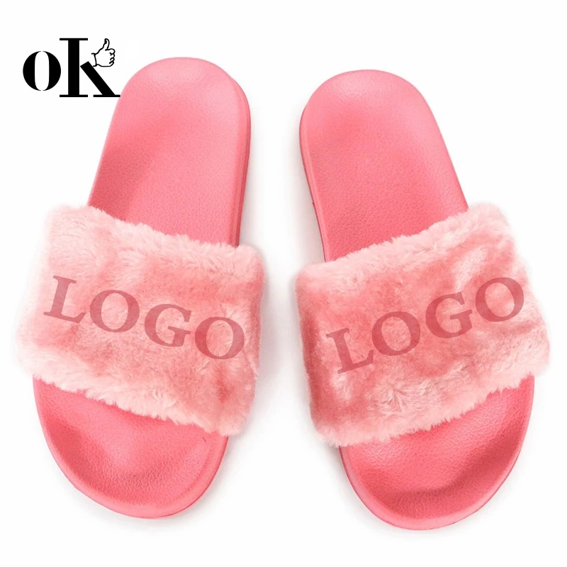 

EVA slippers 2019 Custom Latest House Bathroom Lady Plush Eva Slipper,Winter Home Indoor Rubber Faux Fur Slipper For Women, Pink / gray / black