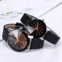 

China cheap classic fashion alloy watch leather strap unisex student white black leather watch/ couple analog leather watch