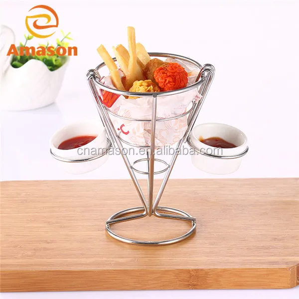 

Stainless Steel French Fry Stand Cone Basket Holder for Fries Fish and Chips and Appetizers