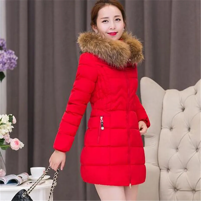font b Winter b font 2016 New Fashion Women Medium long Slim Warm Cotton Down