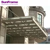 Sun Frame tempered laminated clear glass high performance safty steel structural glass awining