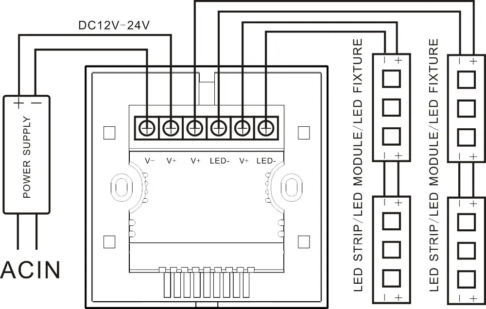 Glass Wall Embedded Touch Dimmer Switch Led Controller For Monochrome ...