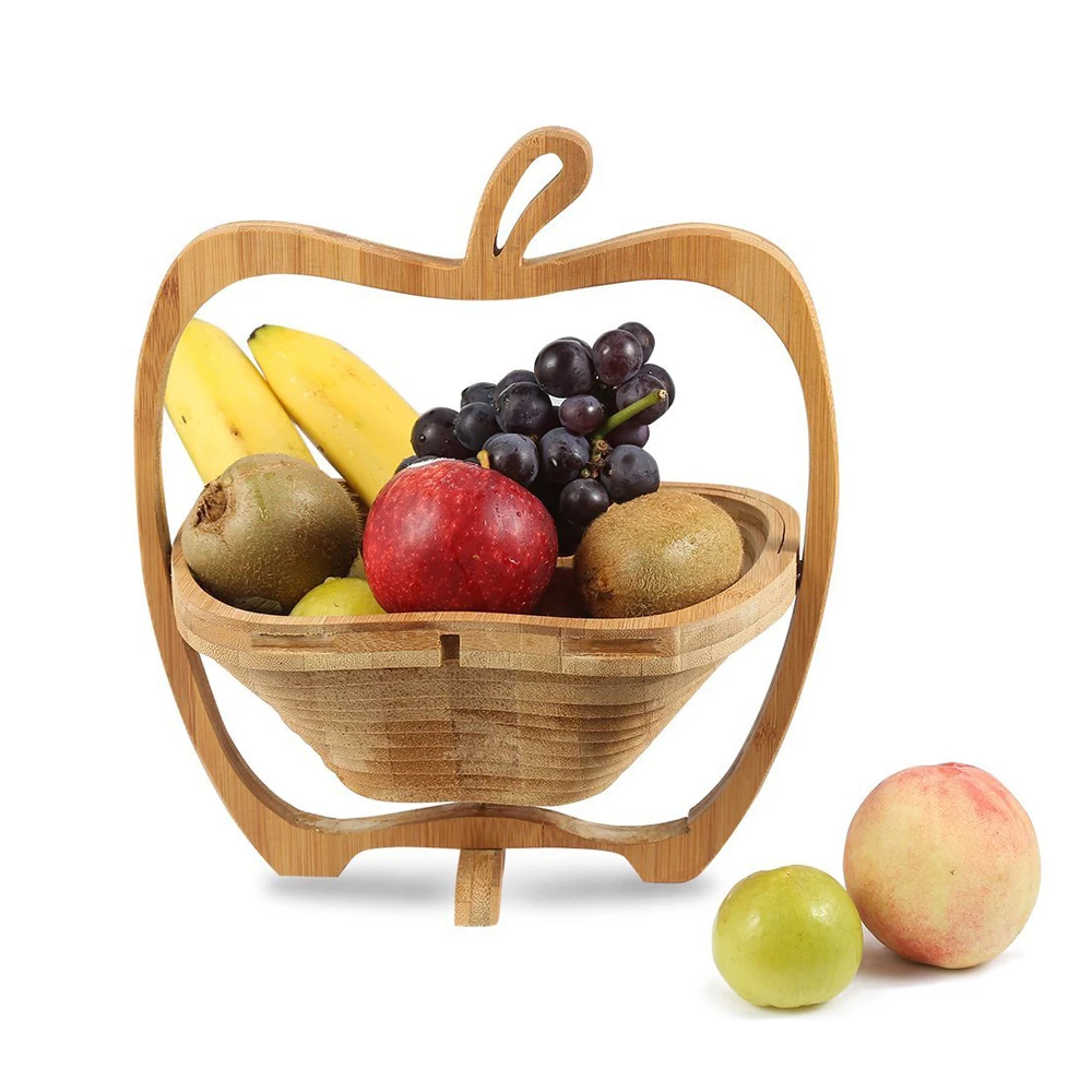 

Hand-Made Moso Bamboo Apple Shaped Folding Fruit Basket