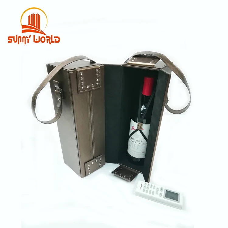 Single bottle PU leather Party Wine tote Travel Wine Case