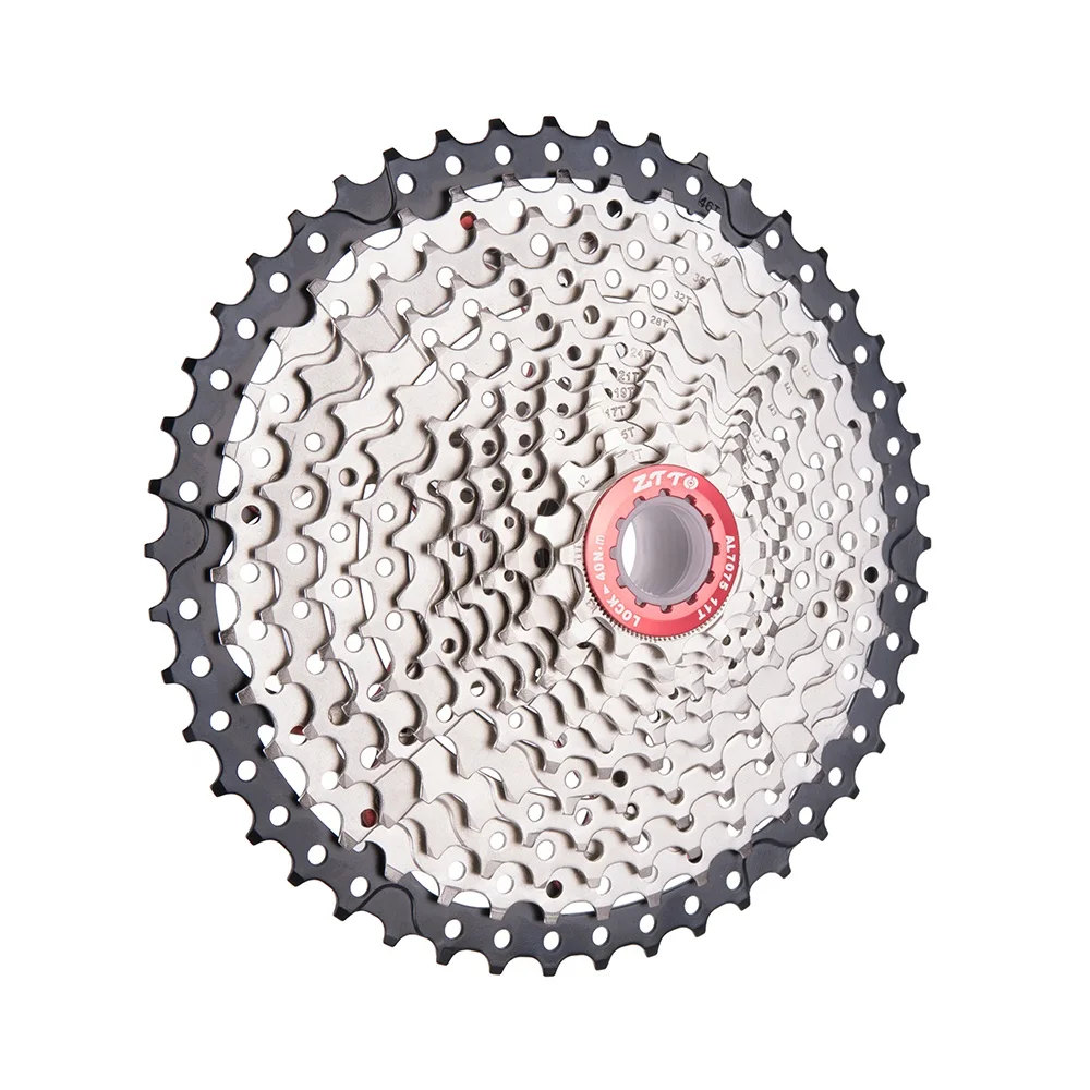 

ZTTO MTB Mountain Bike Cassette Sprocket 12 Speed 11-46t Wide Ratio Freewheel Cassette Bicycle Parts, Silver-black