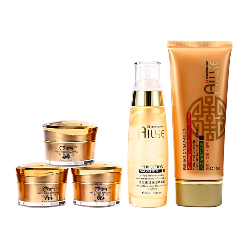 

Good quality Cosmetic !Beauty facial Skin care perfection salvation set for black people with whitening cream, Day cream:white/night cream:yellow/pearl cream :pink