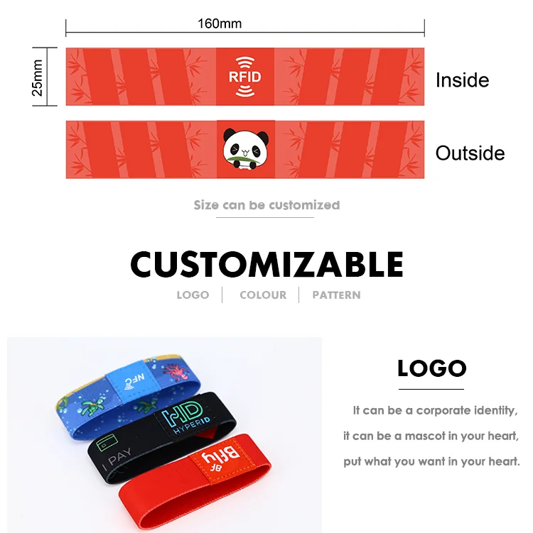 New Style NFC Elastic Fabric Bracelet Woven Customized RFID Wristband - detailed image 1