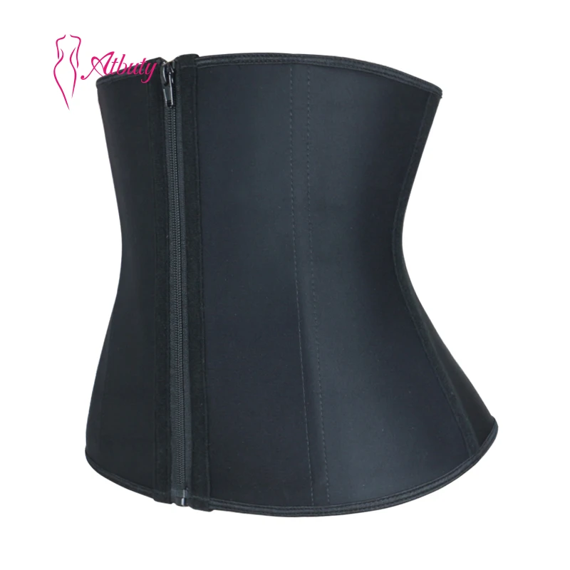 

Wholesale Latex Waist Trainer Zipper with Custom Logo, Black