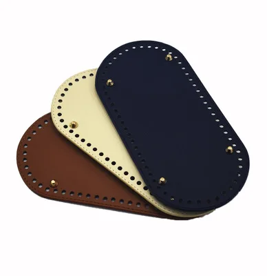 

Bottom for Knitting Bag PU Leather Accessories for Knitting Oval Bottom with Holes Bag Leather Long Bottom 25x12cm, Khaki blue navy coffee brown light green green gtay whtie silver black