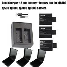 3PCS 900mAh 3 7V Original SJCAM SJ4000 Battery Lithium Batteries SJ 4000 Dual Charger For SJ5000