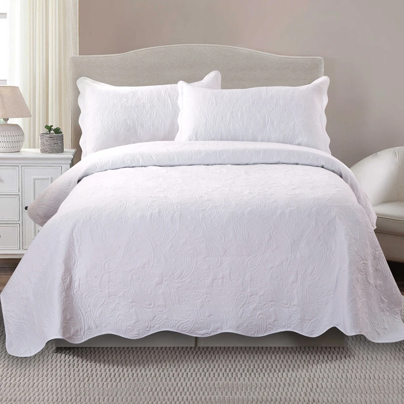 Plain Ultrasonic Double Bed Hotel White Winter Set Home Choice Bed