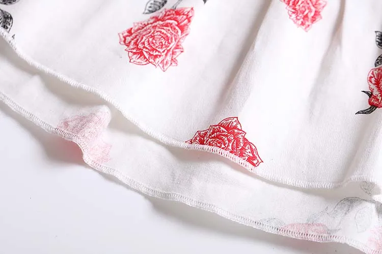 
wholesale 100% cotton floral bow neck short ruffle sleeve summer dress girl 