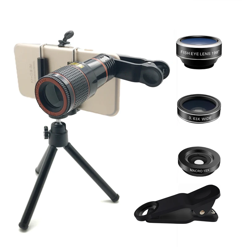

Mobile phone accessories 2018 telephoto zoom 4 in 1 cell phone camera lens kit for iPhone X, N/a
