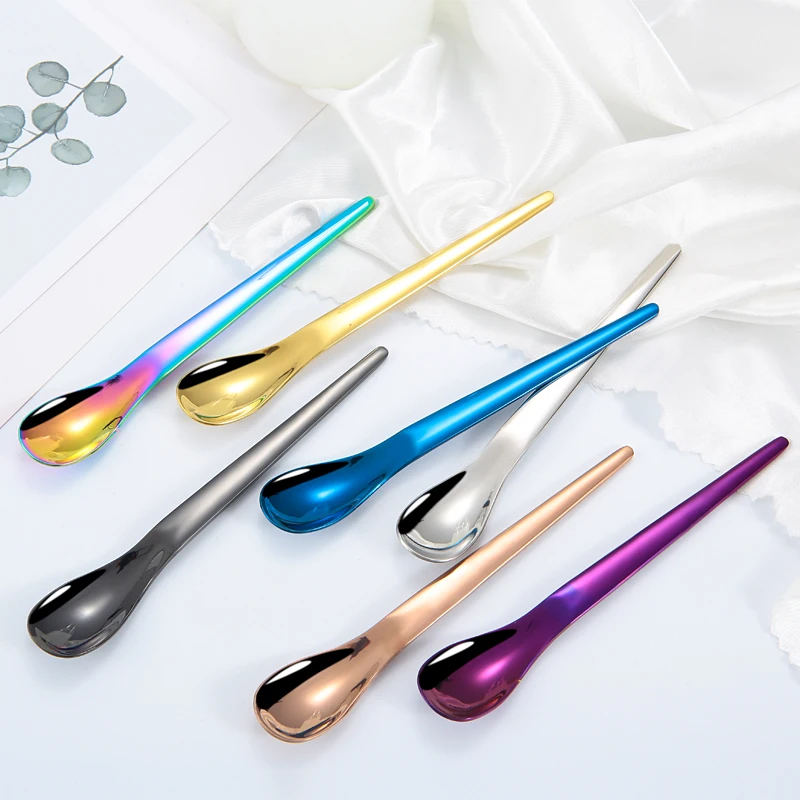 

Colored coffee spoon, stainless steel spoon set in cutlery case, Silver, gold, rose gold, black, blue, purple, pale gold