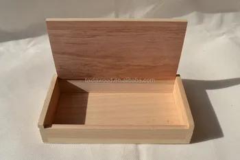 wooden crate with hinged lid