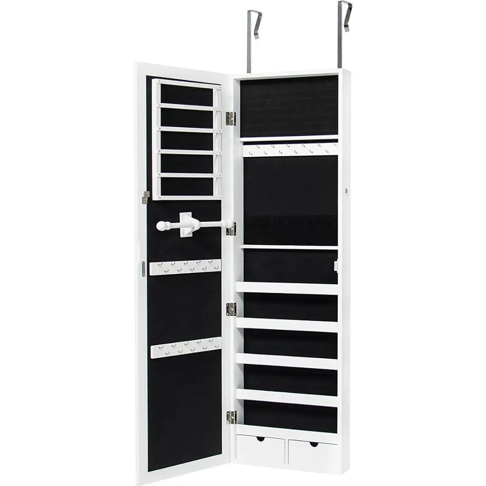 

Modern Door/Wall Mounted jewelry cabinet mirror Organizer Storage White