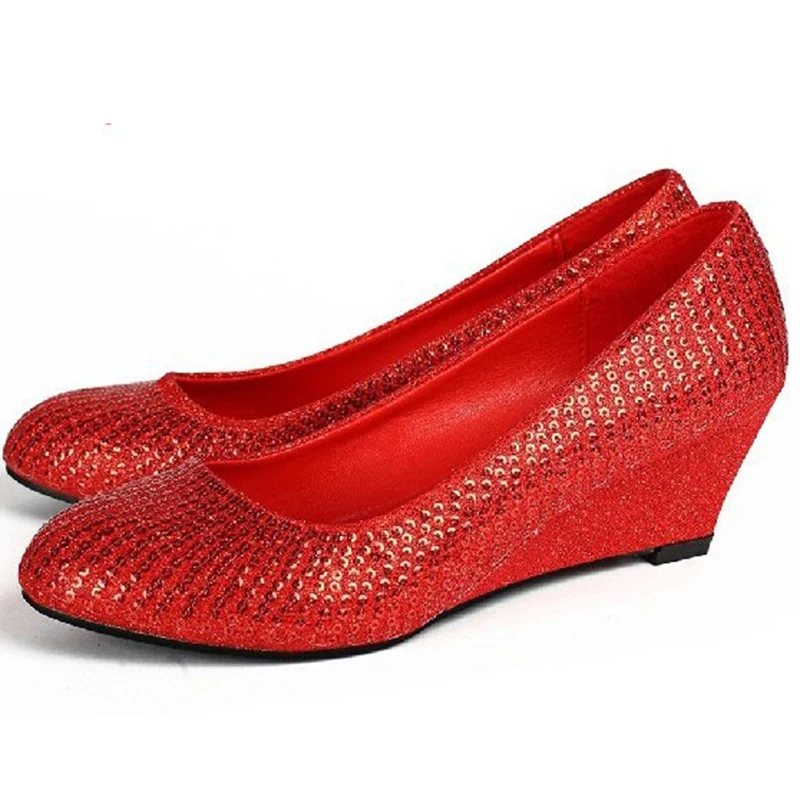 Buy woman wedges round toe pumps female 