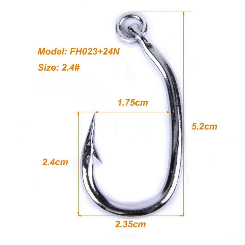 

50Pcs/Pack 2.4# Saltwater Fishing Hook Tuna Hook Model stainless steel fishhook Made in Taiwan, Silver