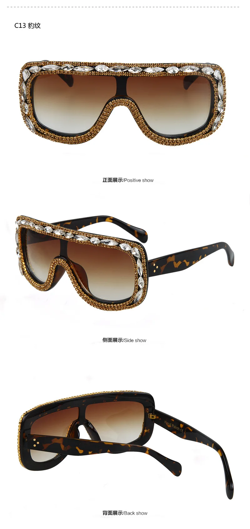 Gorgeous Bling Bling Shining Rhinestone Uv 400 Polarized Sunglasses Stylish Casual Eyewear For 9971