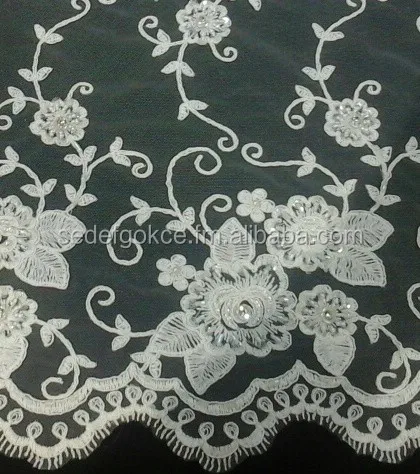 Cording Embroidery Lace Fabric for Wedding Dress and Home Textile