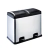 48L/60L Stainless Steel Pedal Type Recycling Bin Two Compartment double Trash Can