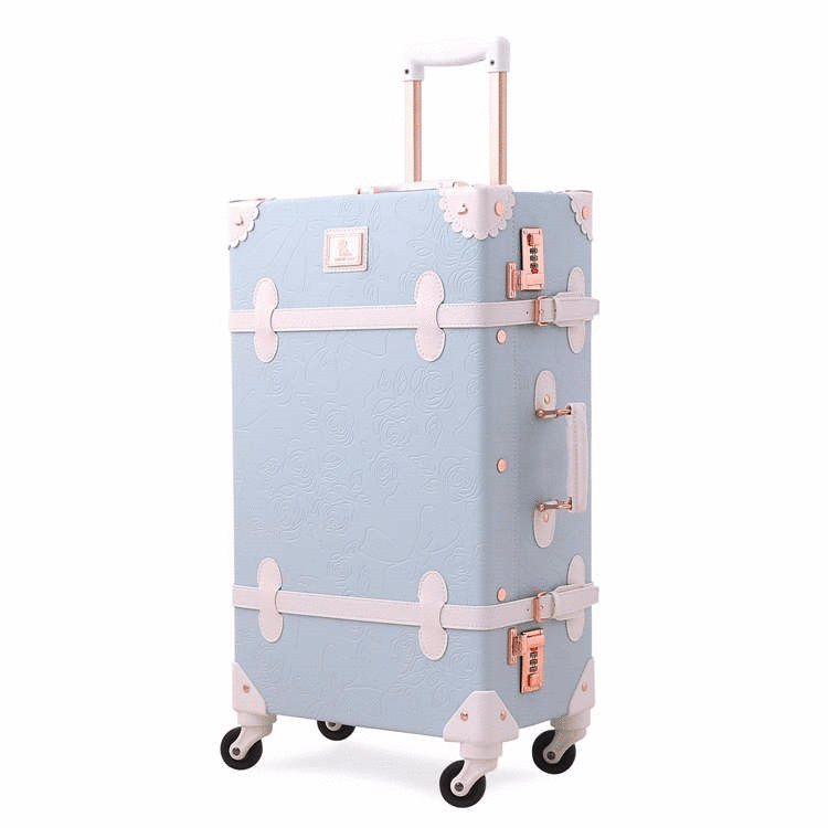 Retail Pu Women Vintage Suitcase Sets Cute Hand Carry-On Luggage With 360 Degree Spinner Wheel