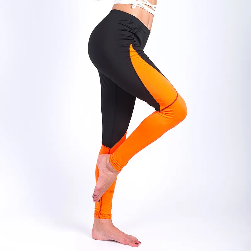 New Fashion Spandex Leggings Sexy Fitness Compression Splicing Orange 