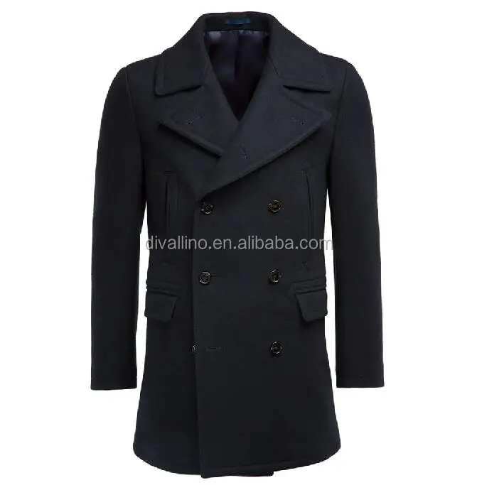 
2019 One stop Factory of Double Breasted Button Wool Blend Peacoat with Lowest Factory Wholesale Prices 
