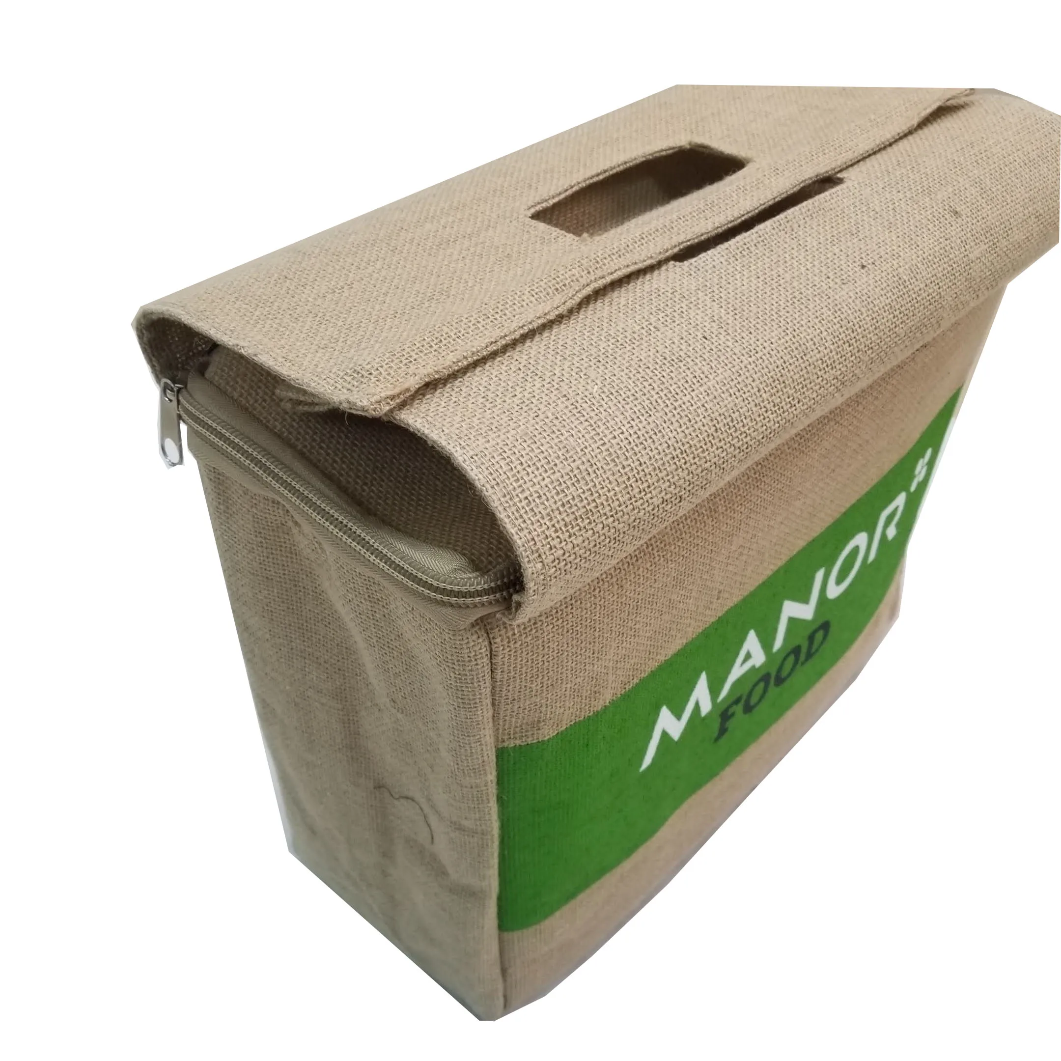 

Large Jute Insulated Shopping Grocery Bags W Zipper TOP Lid Thermal Cooler Tote Accept Customized Logo Cotton Packing Punch, Undyed nature color or customized
