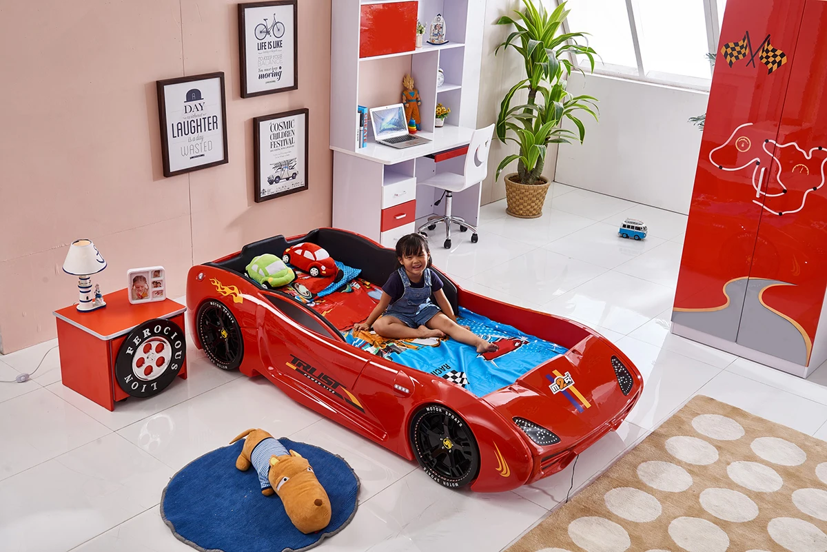 Factory Direct Sale Children Twinbboys Race Toddler Car Bed For Kids ...