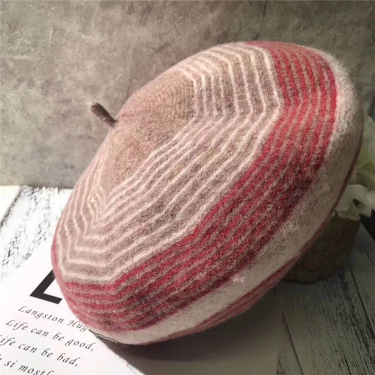 French basque knitted cute 100 wool beret hat for Women