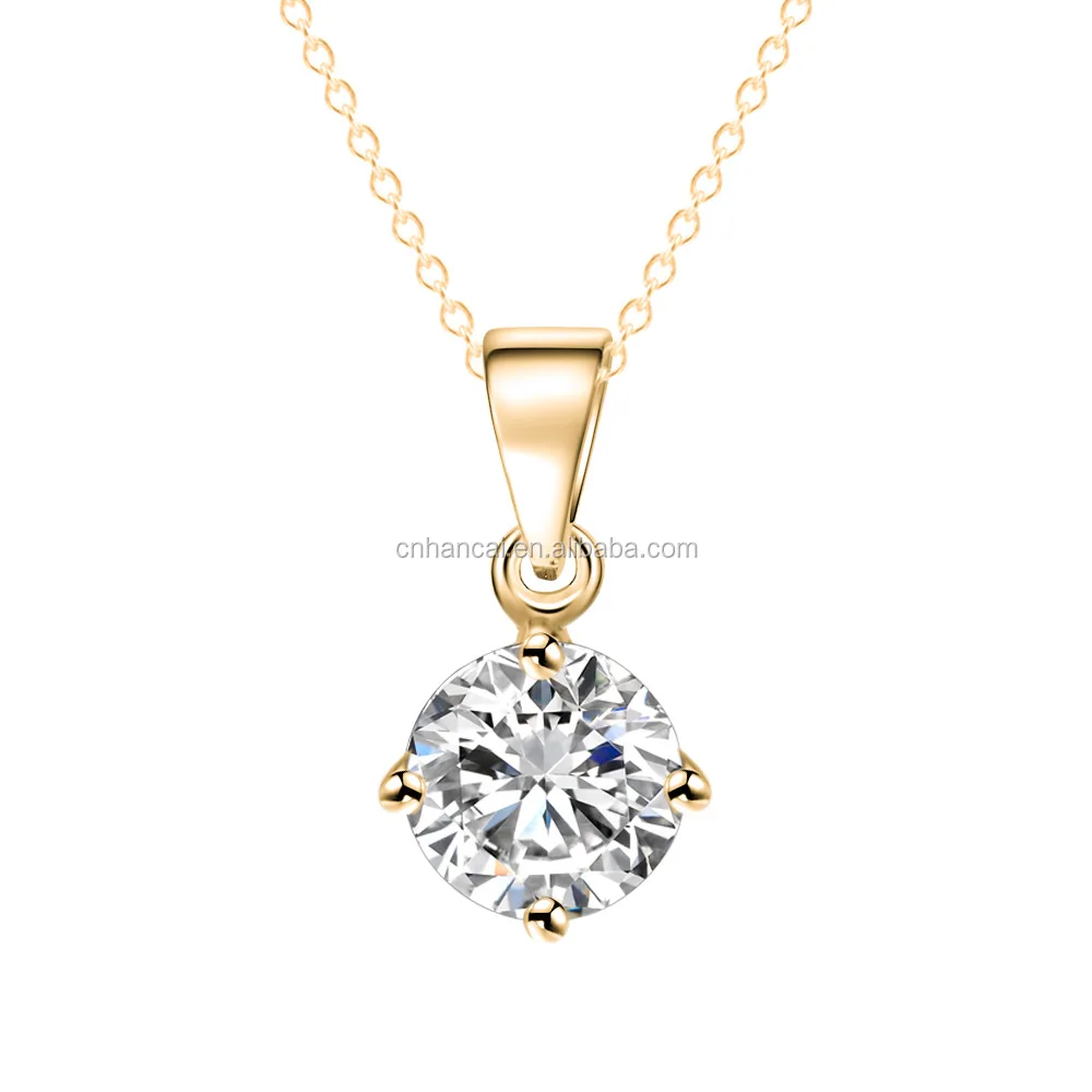 

Simple Fashion Jewelry Silver and Gold Color Round Shape CZ Cubic Zirconia Pendant Necklace for Women Wedding Jewelry