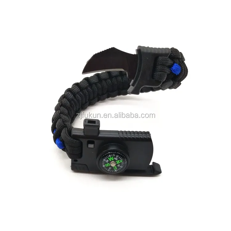 

Thin blue line survival paracord bracelet with flint and knife patriot paracord bracelet, N/a