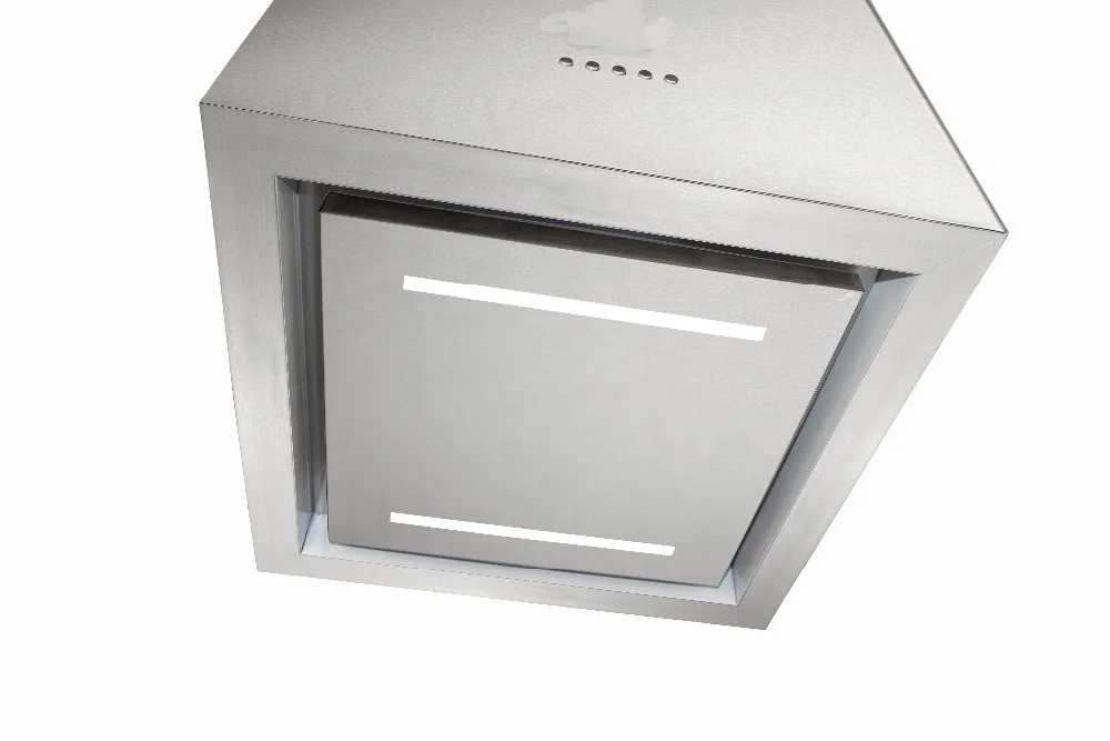 
Square inox island chimney hood 